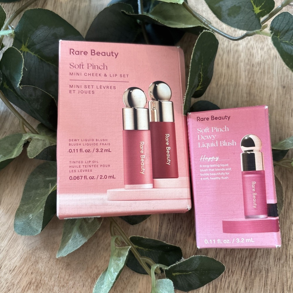 LOT OF 3 Rare Beauty - Mini Soft Pinch Dewy Liquid Blush Beloved Worth Happy